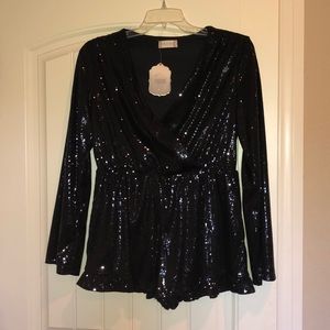 Black sequined romper